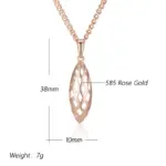 Kinel-collar con colgante brillante Simple para mujer, accesorios de Color oro rosa 585, joyería fina diaria de alta calidad 2