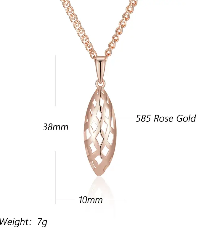Kinel-collar con colgante brillante Simple para mujer, accesorios de Color oro rosa 585, joyería fina diaria de alta calidad 2