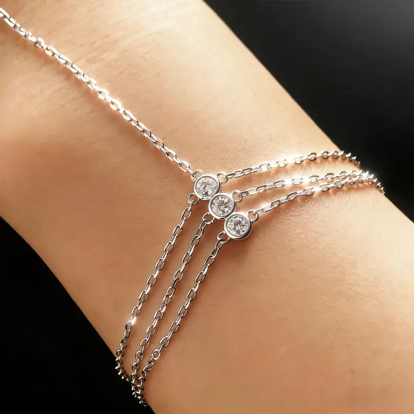 KNOBSPIN-Pulseras de dedo de moissanita para mujer, pulsera de moissanita de Color D de 3mm con certificado GRA, joyería de mano, cadena fina de plata 925 3