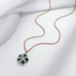 Kinel-collar con colgante de circón Natural verde brillante para mujer, tendencia 585, Color oro rosa, joyería de boda Retro fina para novia 5
