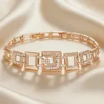 Kinel Hot 585, pulsera con accesorios cuadrados de circón Natural de Color oro rosa para mujer, joyería fina étnica de lujo para novia, joyería fina para uso diario 4