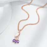 Kinel, collar con colgante de circón Natural púrpura brillante para mujer, moda 585, Color oro rosa, flor de cristal, joyería fina diaria 5