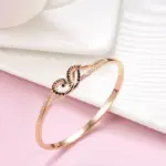 Kinel-brazaletes de oro rosa 585 para mujer, brazalete de circón Natural negro, joyería de boda de moda, regalo de alta calidad 3