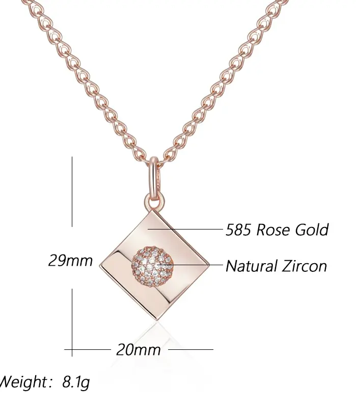 Kinel-collar con colgante de Color oro rosa 585 inusual para mujer, accesorios de circón Natural brillante, joyería diaria de alta calidad 2