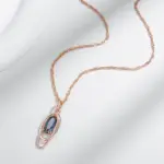 Kinel-collar con colgante de circón Natural para mujer, ovalado, colorido, a la moda, oro rosa 585, mezcla de colores plateados, colgante elegante, joyería diaria 4