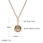 Kinel-collar con colgante de Color oro rosa 585, Simple, para mujer, circonita Natural marrón, joyería de boda para novia de alta calidad 2