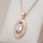 Kinel-Colgante de circón Natural con flores huecas para mujer, collar de Color oro rosa, joyería fina diaria, 585 1