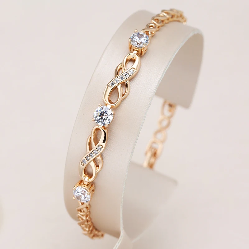 Kinel-pulsera étnica de lujo para mujer, brazalete de circón Natural de oro rosa 585, joyería fina Vintage para boda y uso diario 1 Kinel-pulsera étnica de lujo para mujer, brazalete de circón Natural de oro rosa 585, joyería fina Vintage para boda y uso diario 1