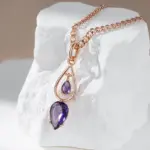 Kinel-collar con colgante largo de circonita Natural para mujer, accesorios de Color oro rosa 585, joyería diaria para boda 3