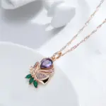 Kienl-collar con colgante de flor de circón Natural púrpura Vintage para mujer, joyería fina de alta calidad para uso diario, collar de Color oro rosa 585 3