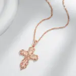 Kinel-collar con colgante de cruz de Color oro rosa 585, lujo, para mujeres y hombres, Iglesia Ortodoxa, Jesús, abalorio brillante, joyería fina diaria 4