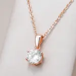 Kinel, moda novedosa, collar con colgante redondo de Color oro rosa 585, accesorios de circón Natural blanco brillante para mujer, joyería fina diaria 1
