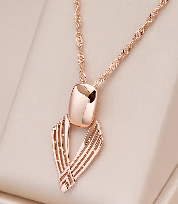 Kinel nueva moda collar con colgante brillante para mujer geometría inusual hueco 585 Color oro rosa étnico novia joyería fina diaria 1