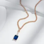 Kinel inusual brillante cuadrado azul colgante de circón Natural collar para mujer de lujo 585 Color oro rosa fiesta joyería fina diaria 4