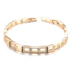 Kinel-pulsera de eslabones cuadrados de oro rosa para mujer, brazalete de circón Natural de lujo, pulseras diarias finas, joyería de boda étnica, 585 6