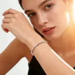 Brazalete KNOBSPIN con Moissanita, 5 Piedras, Corte Marquise de 3x6mm, Plata de Ley 925 Chapada en Oro Blanco de 18k, Certificado GRA, para Mujer 6