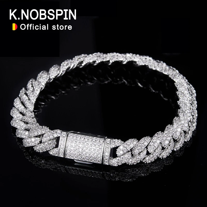 KNOBSPIN-pulsera de Hip Hop cubana de moissanita para hombre, Diamante completo de 6mm y 8mm con GRA, cadena de plata de ley 925 para niñas adolescentes 1 KNOBSPIN-pulsera de Hip Hop cubana de moissanita para hombre, Diamante completo de 6mm y 8mm con GRA, cadena de plata de ley 925 para niñas adolescentes 1