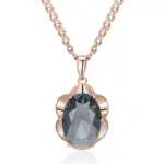 Kinel-collar con colgante ovalado grande para mujer, color gris intenso, tendencia 585, Color oro rosa con circón Natural, joyería fina diaria de alta calidad 6