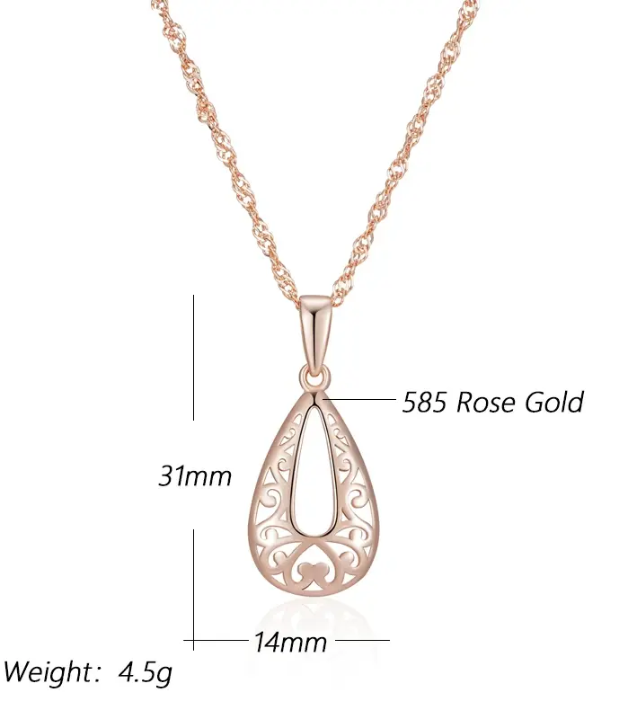 Kinel-collar con colgante brillante único para mujer, moda 585, Color oro rosa, flor de Metal, joyería Retro fina de alta calidad 2