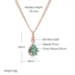 Kinel moda novedosa 585 collar con colgante de Color oro rosa para mujer colgante de circón Natural verde brillante joyería fina diaria 2