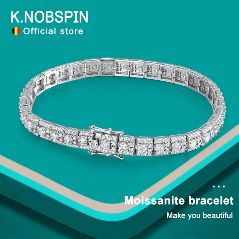 KNOBSPIN D VVS1 pulsera de tenis de moissanita con certificado GRA, diamante de laboratorio, Plata de Ley 925, pulseras cubanas de 6mm de ancho para mujer y hombre 1 KNOBSPIN D VVS1 pulsera de tenis de moissanita con certificado GRA, diamante de laboratorio, Plata de Ley 925, pulseras cubanas de 6mm de ancho para mujer y hombre 1