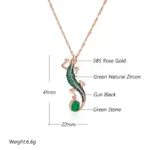 Kinel-collar con colgante de lagarto de circón Natural verde intenso para mujer, chapado en oro rosa 585, joyería Punk diaria de animales Vintage 2