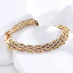 Kinel moda 585 pulsera de eslabones únicos de oro rosa para mujer pulseras finas de circón Natural de lujo para uso diario joyería de boda étnica 3