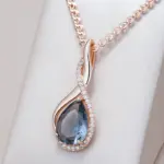 Kinel-collar con colgante de circón Natural gris brillante para mujer, moda 585, Color oro rosa, joyería Vintage fina diaria de alta calidad 1