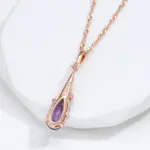 Kinel-collar con colgante largo para mujer, Color oro rosa 585, gota de agua, circonita Natural púrpura, joyería fina para uso diario, regalo 5