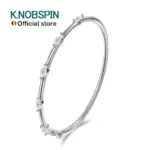 Brazalete KNOBSPIN con Moissanita, 5 Piedras, Corte Marquise de 3x6mm, Plata de Ley 925 Chapada en Oro Blanco de 18k, Certificado GRA, para Mujer 1