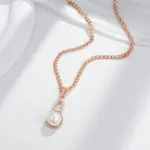 Kinel-collar con colgante de mezcla de colores para mujer, oro rosa 585, plata, colgante de perla geométrica única, joyería de boda 2024 5