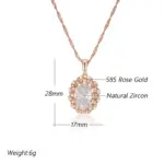 Kinel-collar con colgante de flor de cristal para mujer, Color oro rosa 585, accesorios de circonita Natural ovalados grandes a la moda, joyería diaria 2