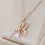 Kinel, collares con colgante de Ángel de tendencia novedosa para mujer, Color oro rosa 585, con colgante de circón Natural brillante, joyería fina diaria 1