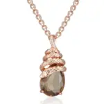 Kinel, collar con colgante de serpiente de circón Natural marrón único para mujer, tendencia 585, Color oro rosa, joyería Animal de alta calidad 6