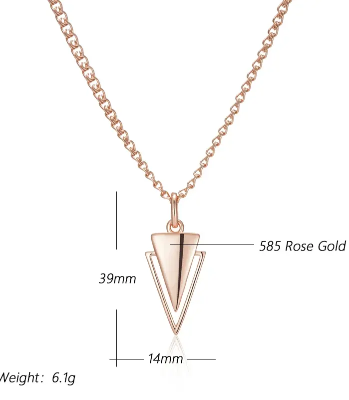 Kinel, collares con colgante brillante a la moda novedosa para mujer, colgante triangular Simple de oro rosa 585, joyería fina diaria de alta calidad 2