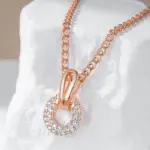 Kinel-collar con colgante de circonita Natural brillante para mujer, diseño único, Color oro rosa 585, regalo de joyería para boda y novia 3