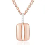 Collar con colgante cuadrado de circonita natural brillante y de diseño moderno, ideal para mujer. Diseño de lujo con combinación de colores en oro rosa y plata, perfecto para el uso diario. Joyería fina. 6