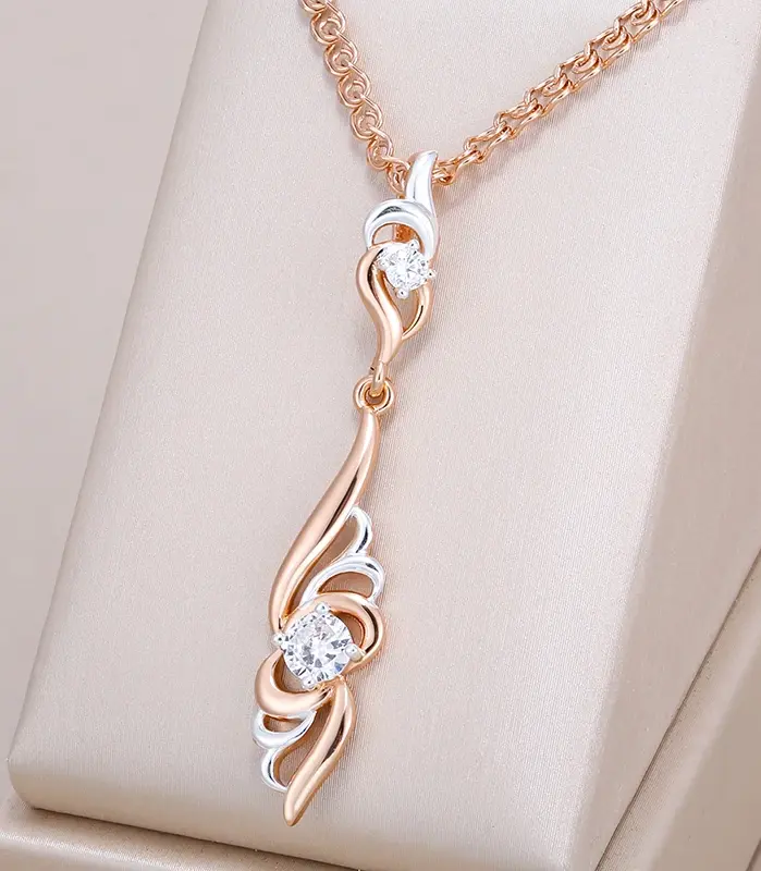 Kinel-collar con colgante en forma de flor única para mujer, moda 585, oro rosa, plata, mezcla de colores, colgante bohemio, joyería étnica diaria 1