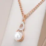 Kinel-collar con colgante de mezcla de colores para mujer, oro rosa 585, plata, colgante de perla geométrica única, joyería de boda 2024 1