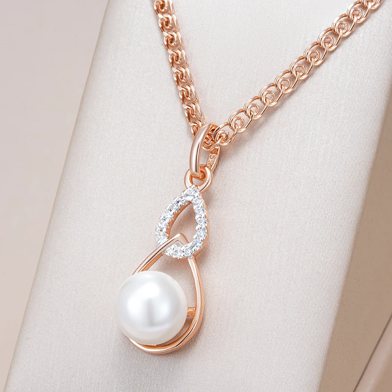Kinel-collar con colgante de mezcla de colores para mujer, oro rosa 585, plata, colgante de perla geométrica única, joyería de boda 2024 1 Kinel-collar con colgante de mezcla de colores para mujer, oro rosa 585, plata, colgante de perla geométrica única, joyería de boda 2024 1