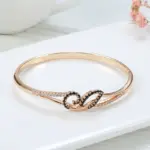 Kinel-brazaletes de oro rosa 585 para mujer, brazalete de circón Natural negro, joyería de boda de moda, regalo de alta calidad 6