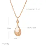 Kinel, collares con colgante de Color oro rosa 585 brillante para mujer, gota de agua Simple, joyería étnica de alta calidad para uso diario de novia 2