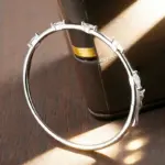 Brazalete KNOBSPIN con Moissanita, 5 Piedras, Corte Marquise de 3x6mm, Plata de Ley 925 Chapada en Oro Blanco de 18k, Certificado GRA, para Mujer 3