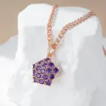 Kinel-collar con colgante de circón Natural púrpura brillante para mujer, tendencia 585, Color oro rosa, joyería fina de boda, regalo de cristal 3