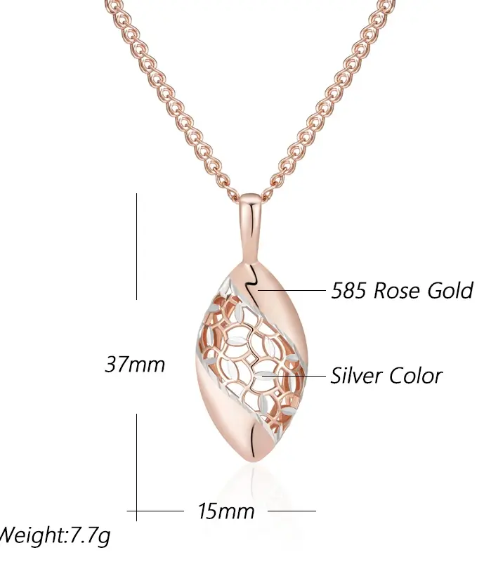 Kinel-collar con colgante nupcial étnico de flor única para mujer, moda 585, mezcla de colores de oro rosa y plata, joyería Bohemia fina diaria 2