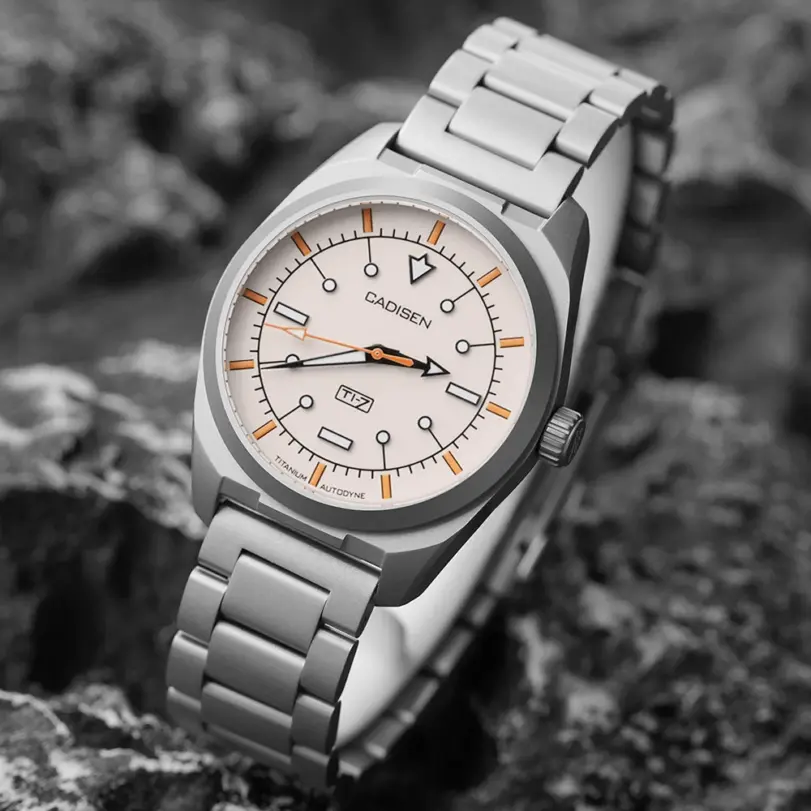 CADISEN TI-7 AUTODYNE Reloj de pulsera de acero y titanio, reloj mecánico automático para hombre, reloj de pulsera MIYOTA 8215, relojes resistentes al agua hasta 100M 5