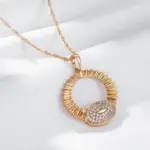 Kinel-collar con colgante grande de circonita Natural brillante para mujer, Color oro rosa 585, accesorios finos diarios, joyería 3