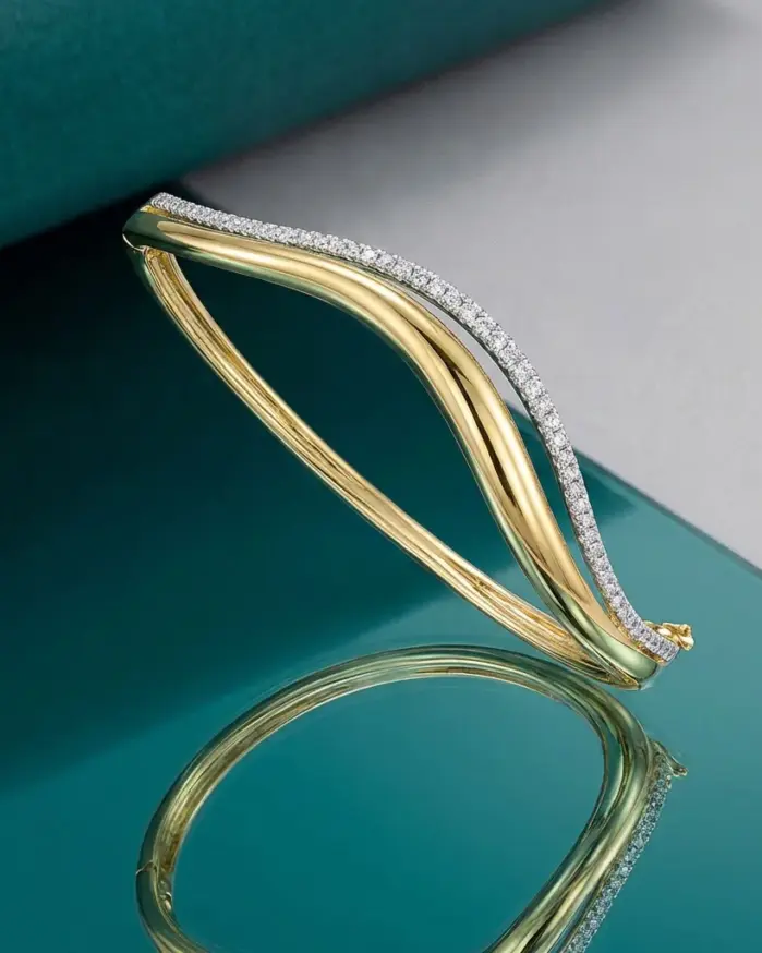 Pulseras de Doble Onda con Moissanita KNOBSPIN para Mujer, Certificadas por GRA, Diamantes de 1.5mm, Plata de Ley s925, Bañadas en Oro de 18K 2