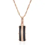 Kinel-collar con colgante cuadrado de esmalte negro para mujer, Color oro rosa 585, accesorios de circón Natural, joyería diaria de alta calidad 6