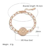 Pulsera Kinel de Lujo en Oro Rosa 585 con Tótem Étnico para Mujer, Joyería Fina Brillante de Metal para Novia, Boda y Uso Diario, Novedad 2026 2